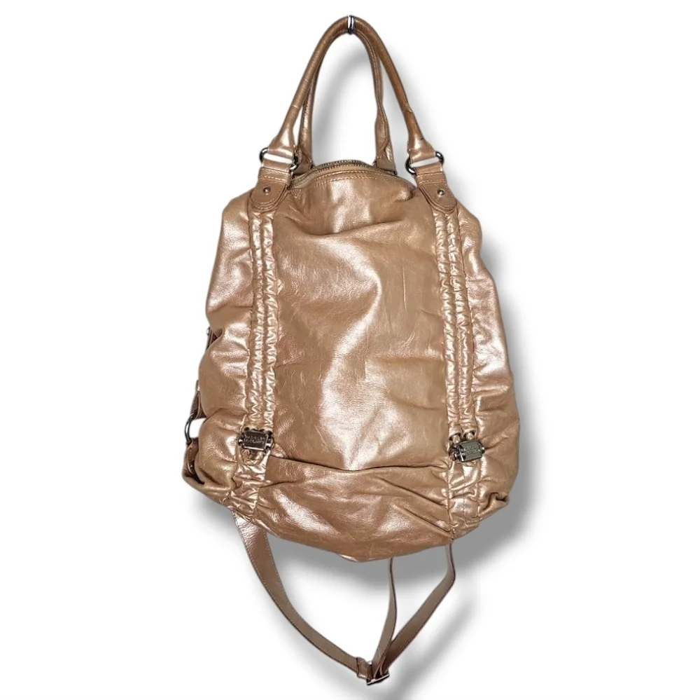 Badgley Mischka Champagne Leather Crossbody Bag - OS